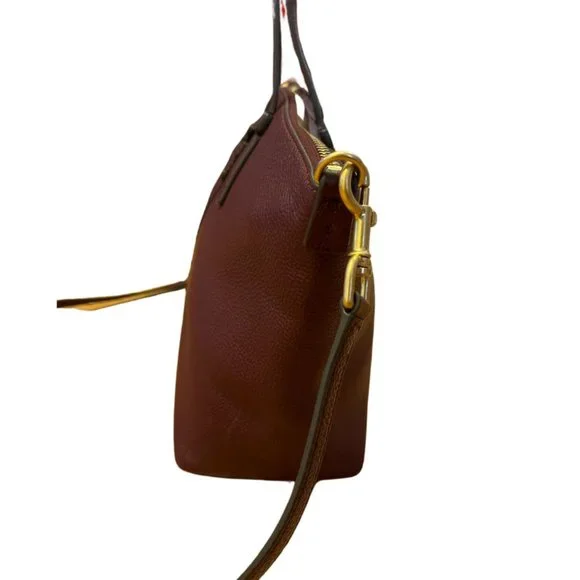 TORY BURCH McGraw Burgundy Pebbled Leather Zip Top Tote w/ Crossbody Strap
